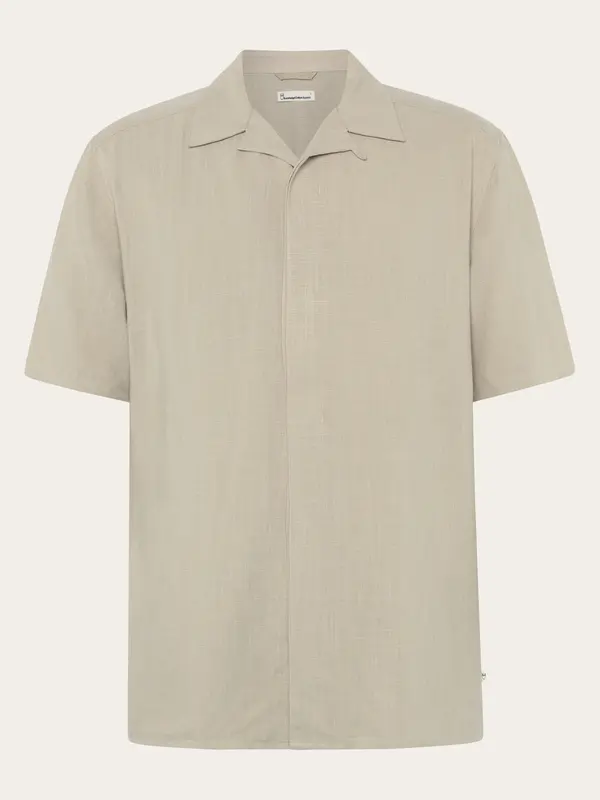 Moss relaxed linen blend short sleeve shirt - Light feather gray