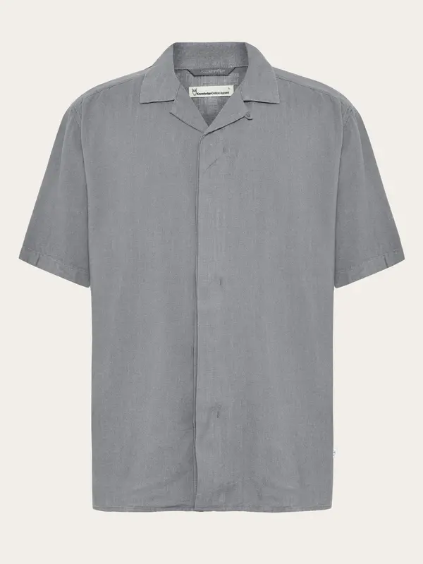 Moss relaxed linen blend short sleeve shirt - Ultimate Grey