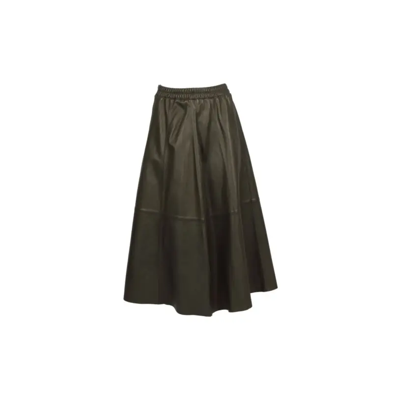 NAHEE (REF. 65102) KAKI FONCE - JUPE EN CUIR