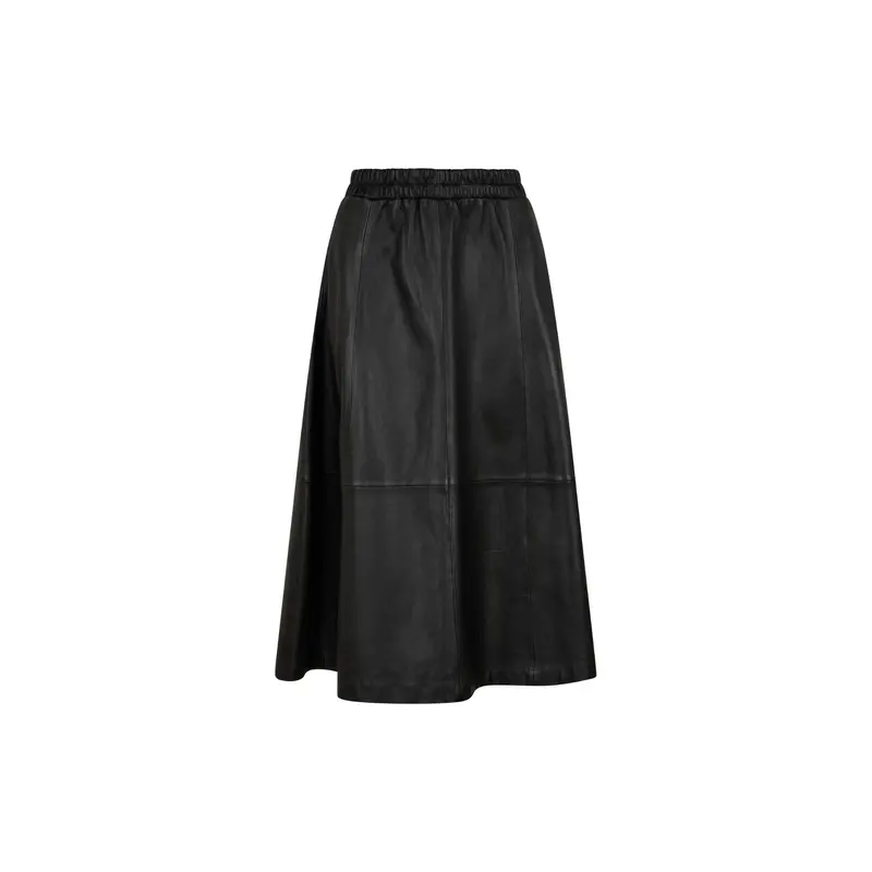 NAHEE (REF. 65102) NOIR- JUPE LONGUE EN CUIR VÉRITABLE
