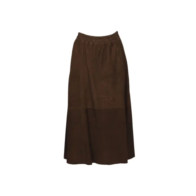 NAHEE (REF. 65186) CHOCO- JUPE EN CUIR DE CHEVRE VELOURS
