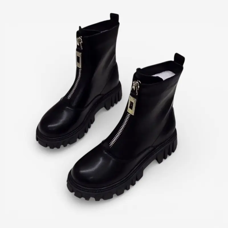 Naira – Chaussures à bout rond avec fermeture éclair latérale et semelle texturée