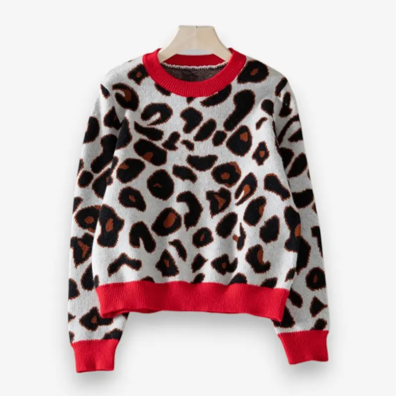 Nancy – Pull à motif léopard à manches longues et col rond
