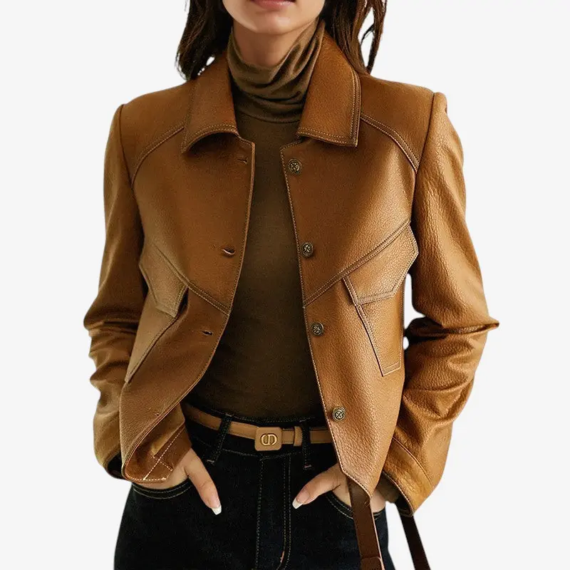Nancy – Veste boutonnée à manches longues avec col et poches