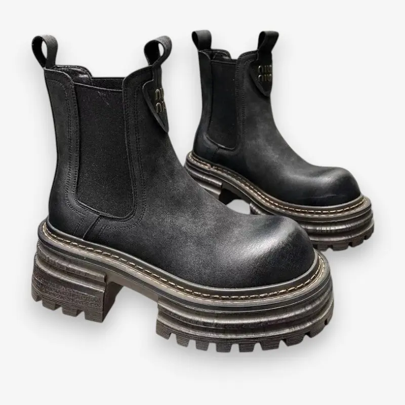 Naomi – Bottes épaisses à semelle antidérapante avec grosse boucle