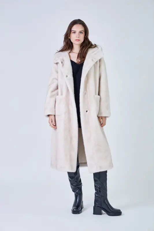 OCEANE - Manteau en fausse fourrure à capuche