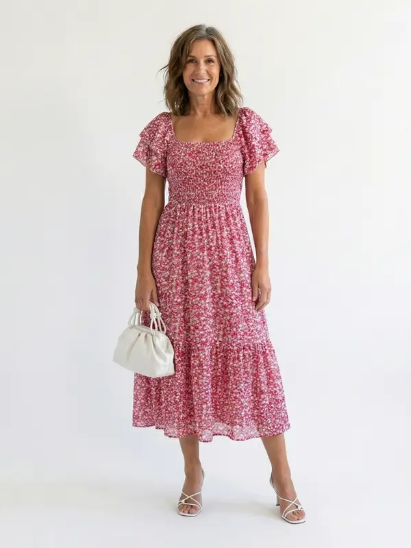 Odette - Robe Midi Fleurie Détendue