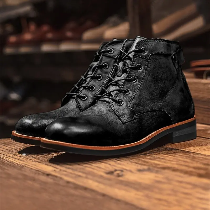 Oliver - Bottes à lacets unisexe Oliver en cuir Semelle antidérapante, maintien du pied