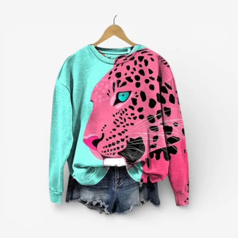 Olivia – Pull à manches longues et col rond imprimé