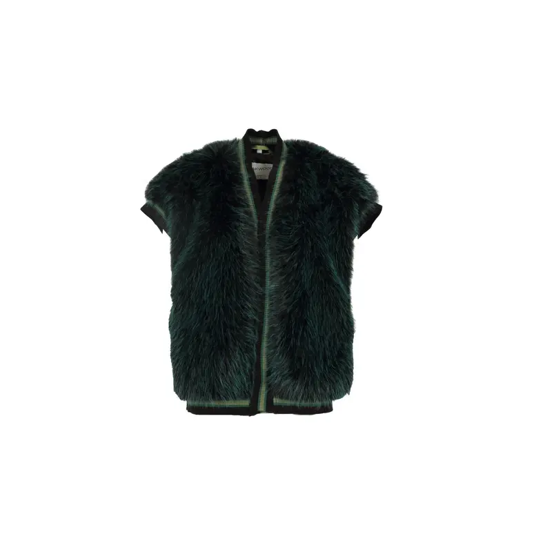 OLYMPIA (REF. 65095) VERT FONCE - GILET SANS MANCHE EN FAUSSE FOURRURE