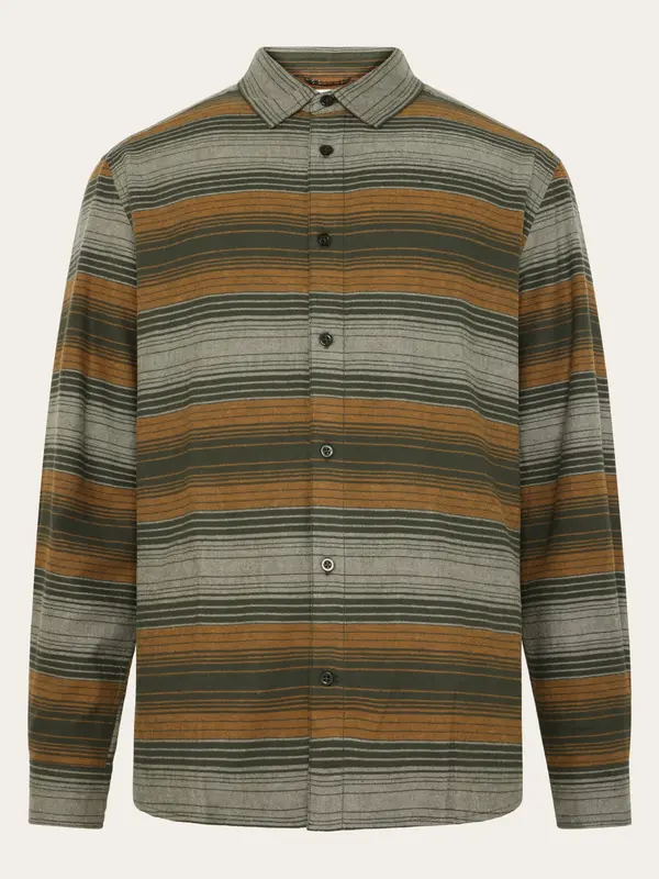 Organic Cotton Checked Flannel Shirt GOTS - Green stripe