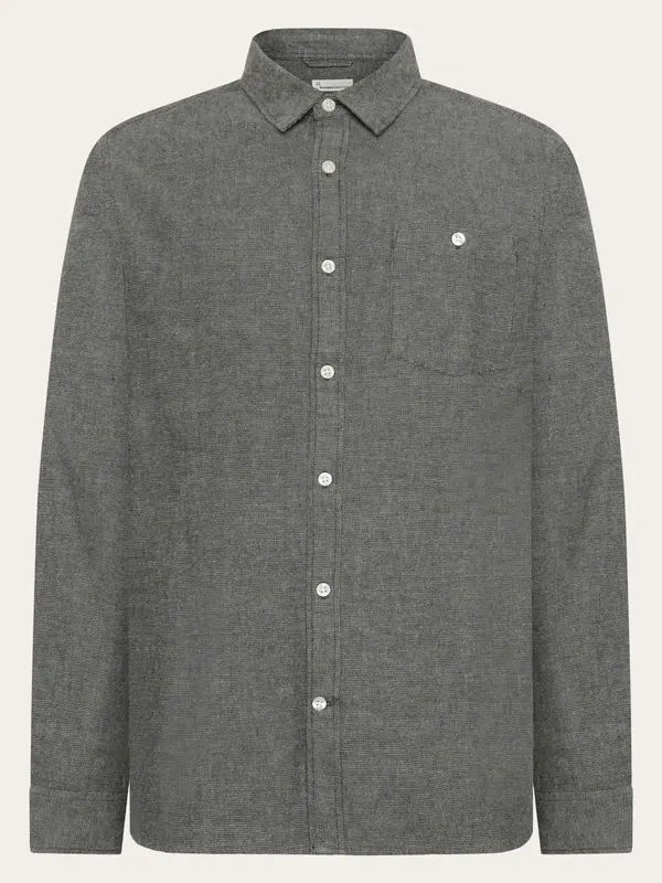 Organic Cotton Fishbone Flannel Shirt GOTS - Forest Night