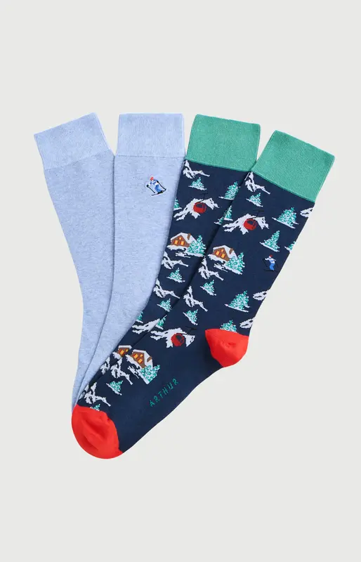 Pack 2 chaussettes en coton - Noël en altitude