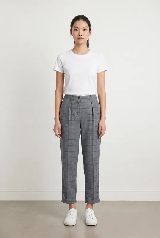 Pantalon À Carreaux Bleu - Taille S/36