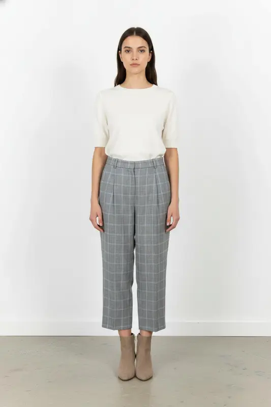 Pantalon à Carreaux Gris - Taille S/36