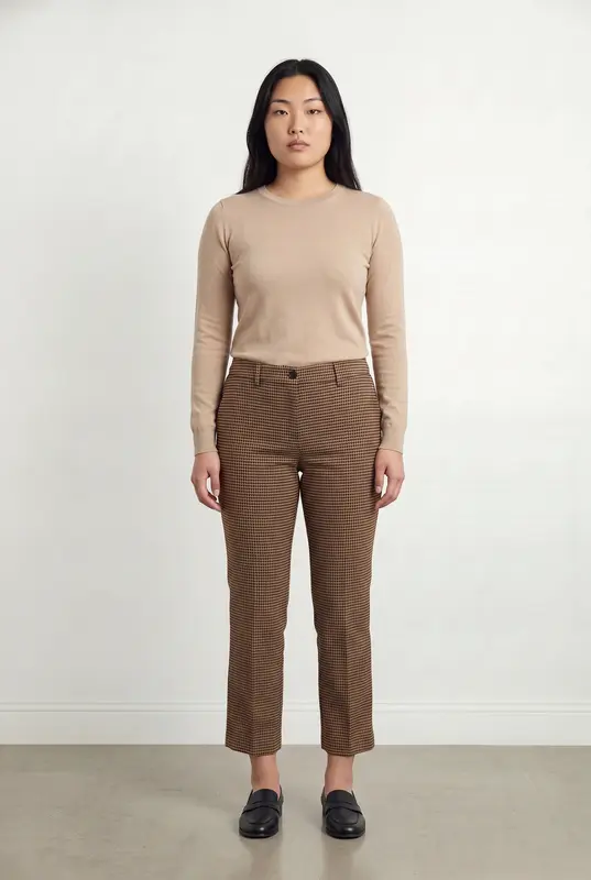 Pantalon à Carreaux Marron et Noir - Taille L/40