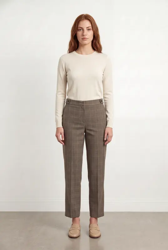 Pantalon À Carreaux Marron - Taille M/38