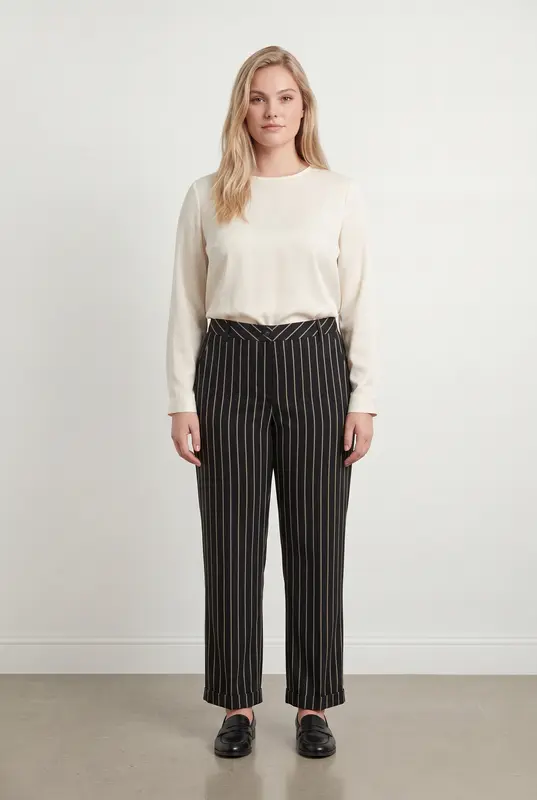Pantalon À Rayures Noir et Blanc - Taille XL/42