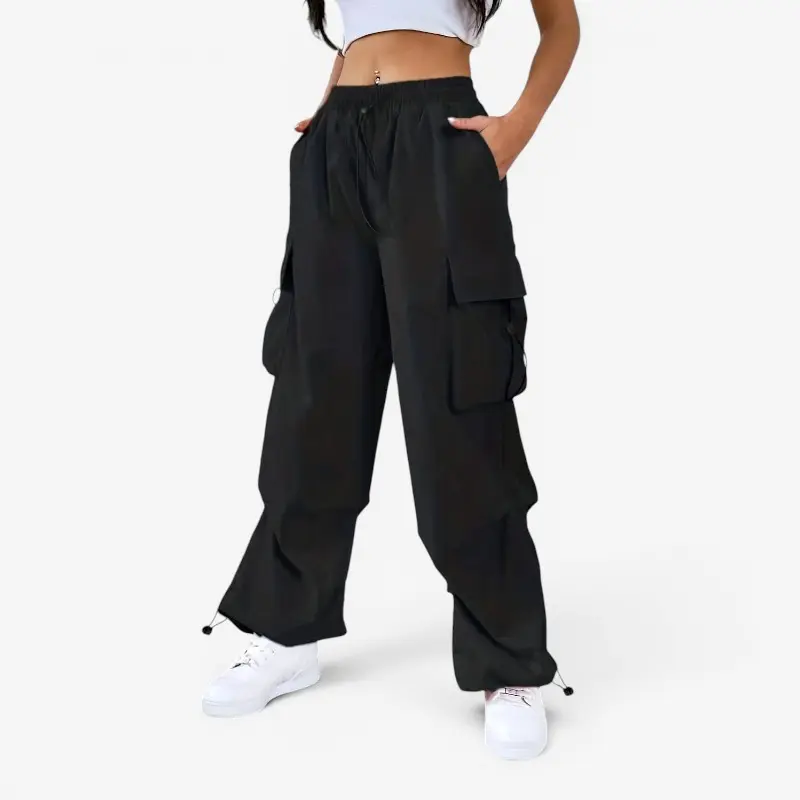 Pantalon ample à jambes larges pour femme avec poches