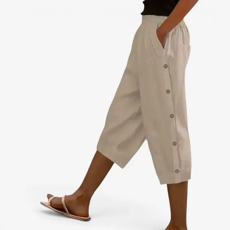 Pantalon capri femme à jambes larges