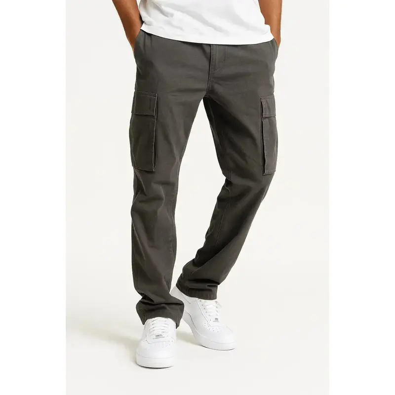 Pantalon cargo homme en pur coton, coupe ample, taille élastiquée