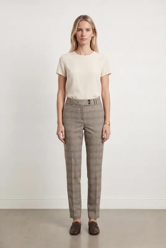 Pantalon Carreaux Beige - Taille M/38