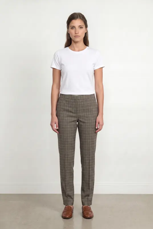 Pantalon Carreaux Marron - Taille M/38
