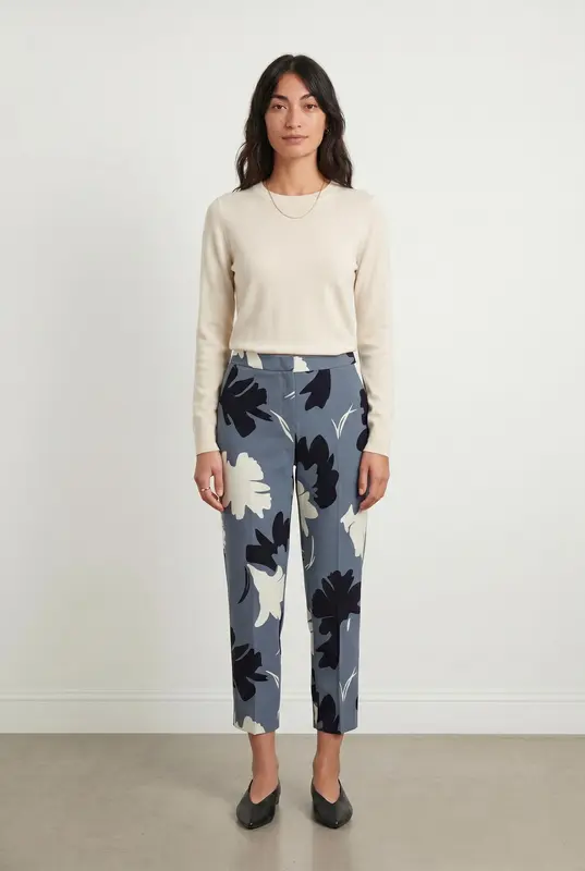 Pantalon Cigarette Bleu Noir et Blanc - Taille S/36