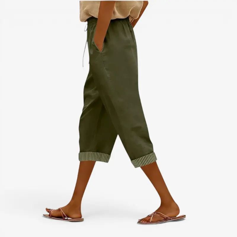 Pantalon décontracté femme à taille coulissante