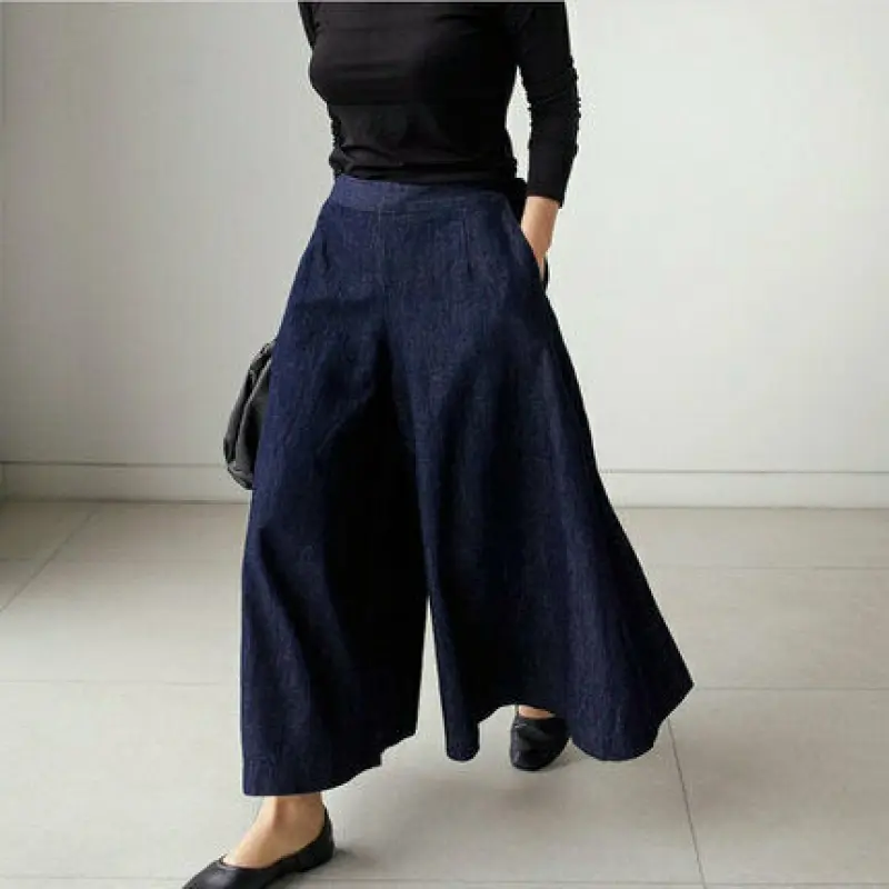 Pantalon élégant taille haute à jambe large