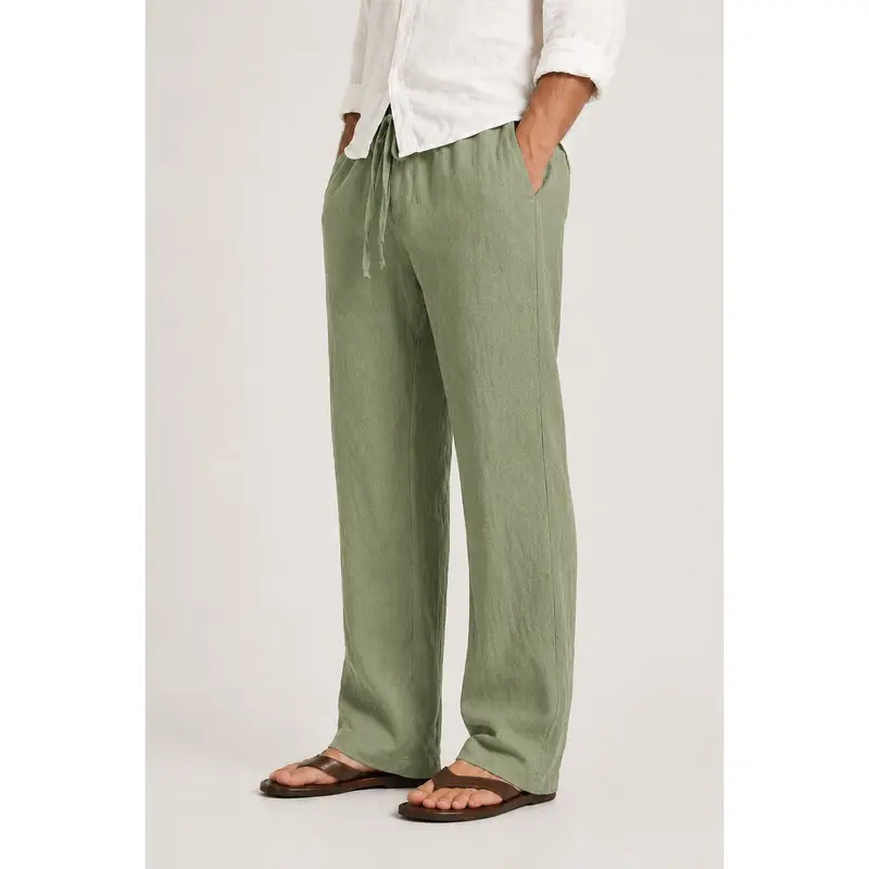 Pantalon en lin homme coupe droite, léger et respirant