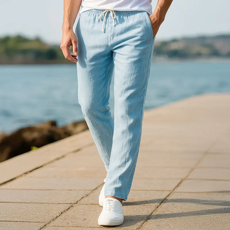 Pantalon en lin homme, léger, doux et respirant pour l'été