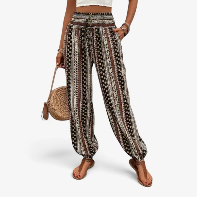 Pantalon Femme Imprimé Élastique Décontracté