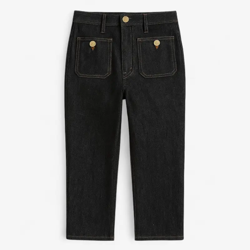 Pantalon femme taille haute jambe droite avec poches avant