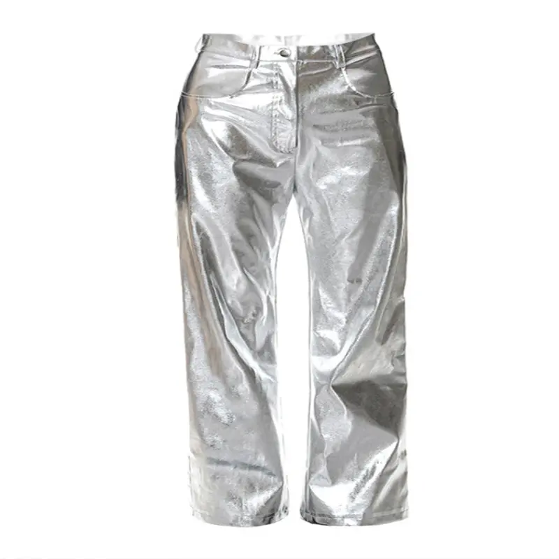 Pantalon femme taille haute jambe large
