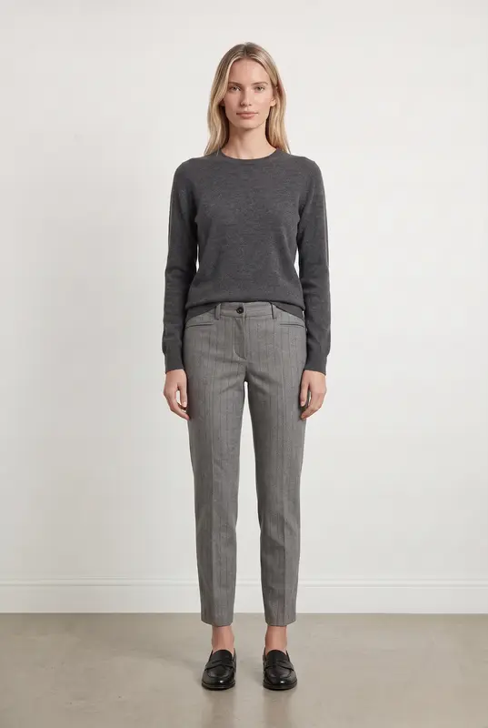 Pantalon Gris à Rayures - Taille XS/34