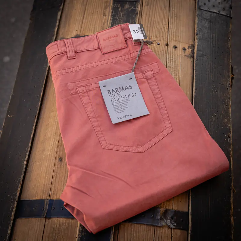 Pantalon HEAVY coton soie stretch en corail