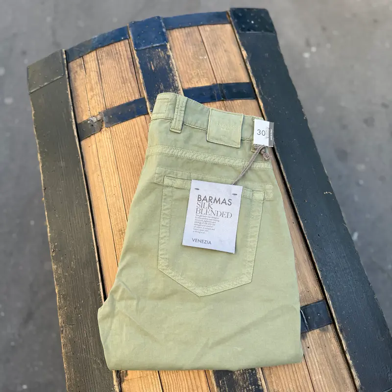 Pantalon HEAVY en coton soie stretch vert