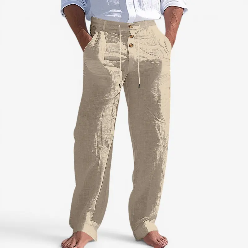 Pantalon homme à jambe droite avec taille à cordon de serrage
