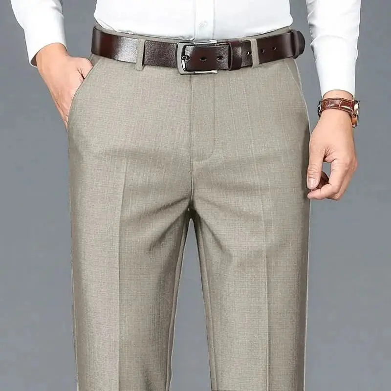 Pantalon homme en pur coton, jambe droite, taille flexible
