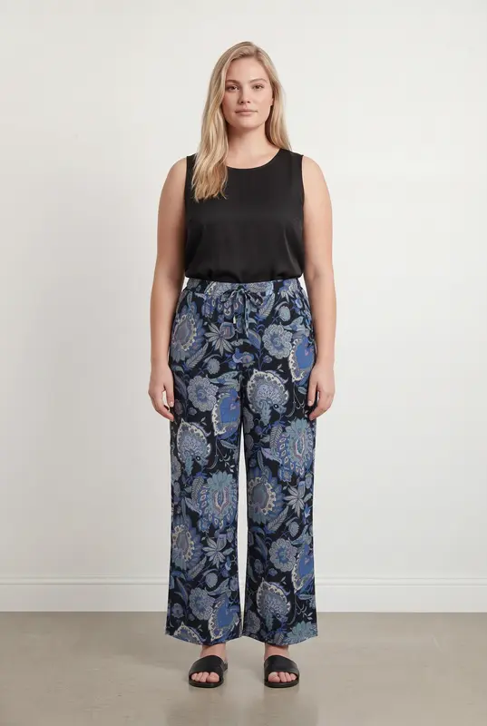 Pantalon Large Bleu et Noir - Taille XL/42