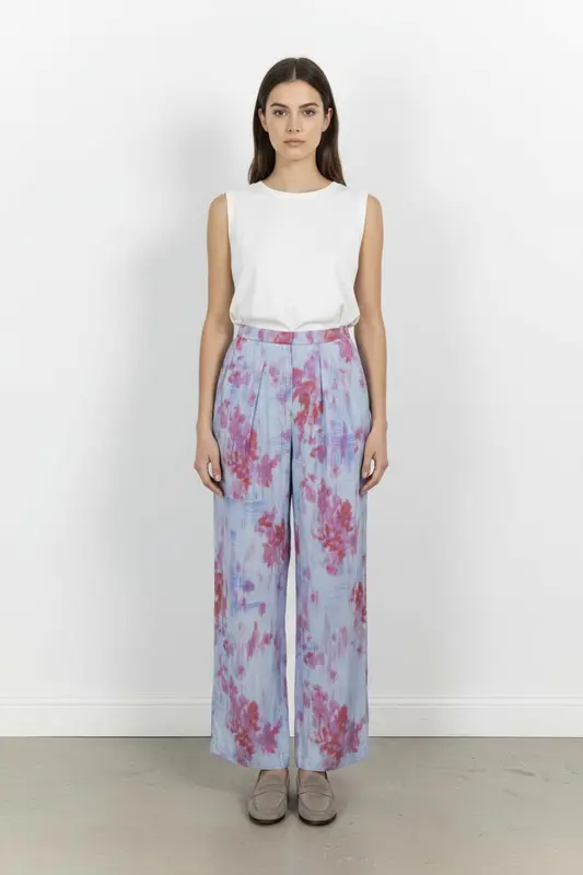 Pantalon Large Bleu et Rose - Taille S/36