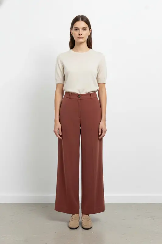 Pantalon Large Bordeaux - Taille S/36