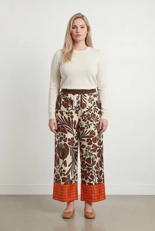 Pantalon Large Marron et Orange - Taille XL/42