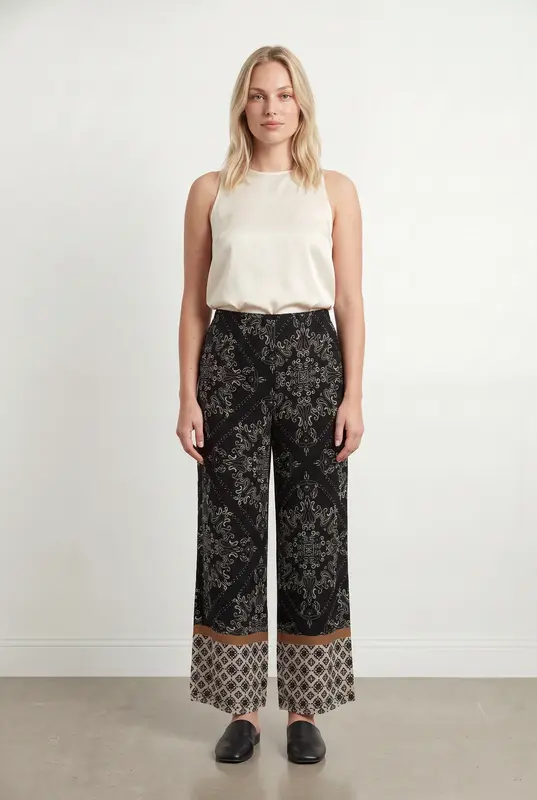 Pantalon Large Noir et Beige - Taille L/40