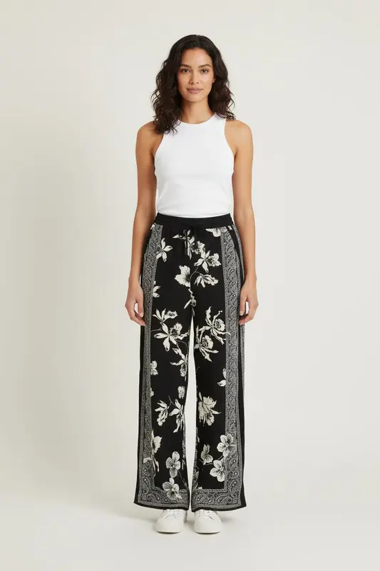 Pantalon Large Noir et Blanc - Taille XS/34
