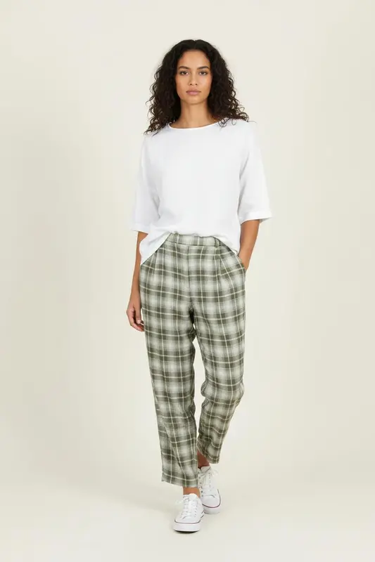 Pantalon Large Vert et Blanc - Taille M/38