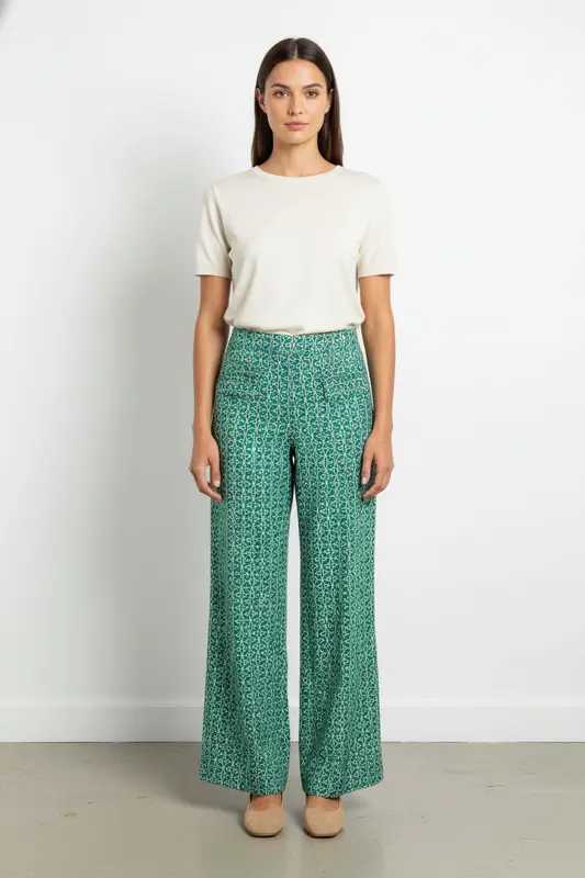 Pantalon Large Vert et Blanc - Taille S/36