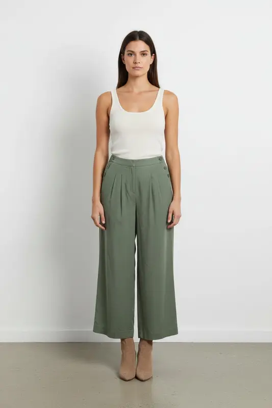 Pantalon Large Vert - Taille L/40