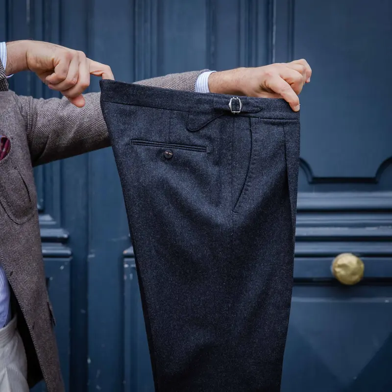 Pantalon napolitain flanelle gris anthracite